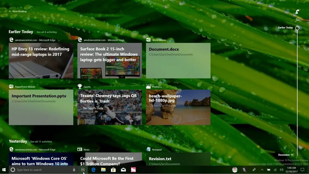 Windows 10 RS4預(yù)覽版17063時(shí)間軸亮相，接近正式版